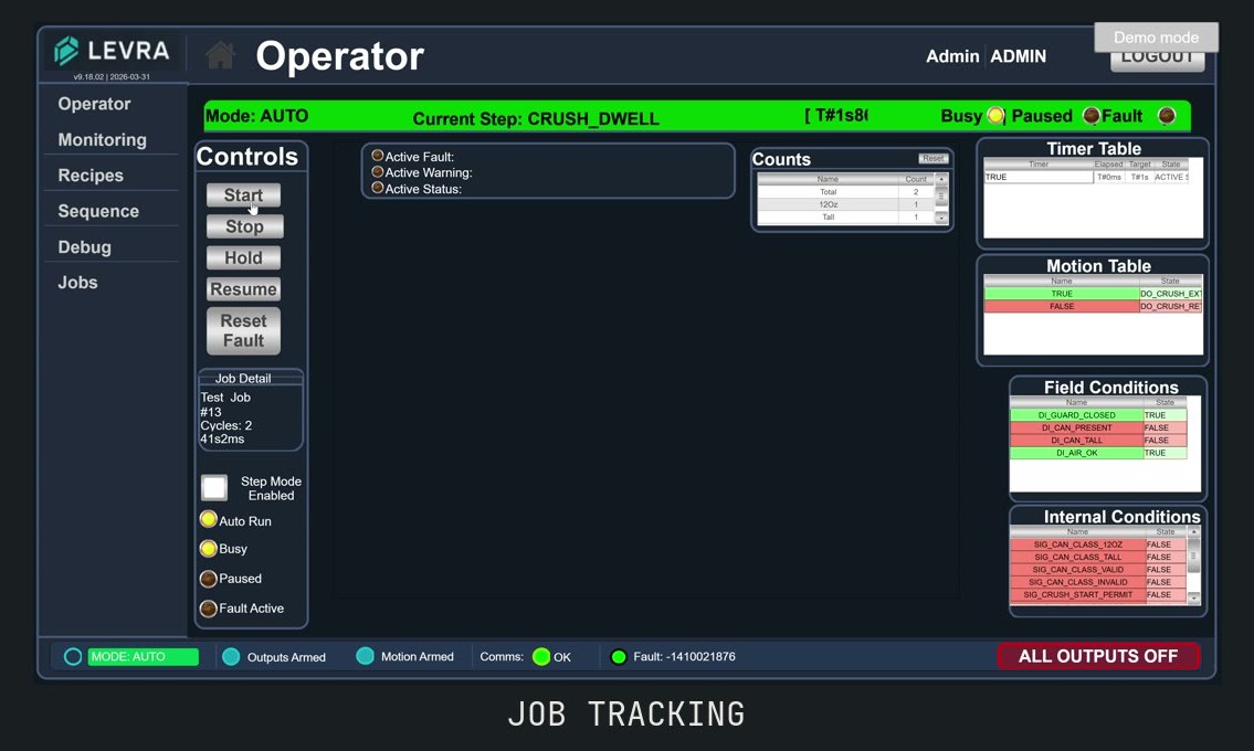 Job tracking screen